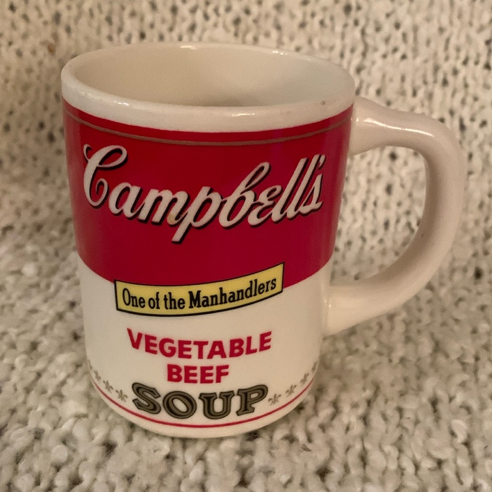 Campbell’s Soup red and white mug.